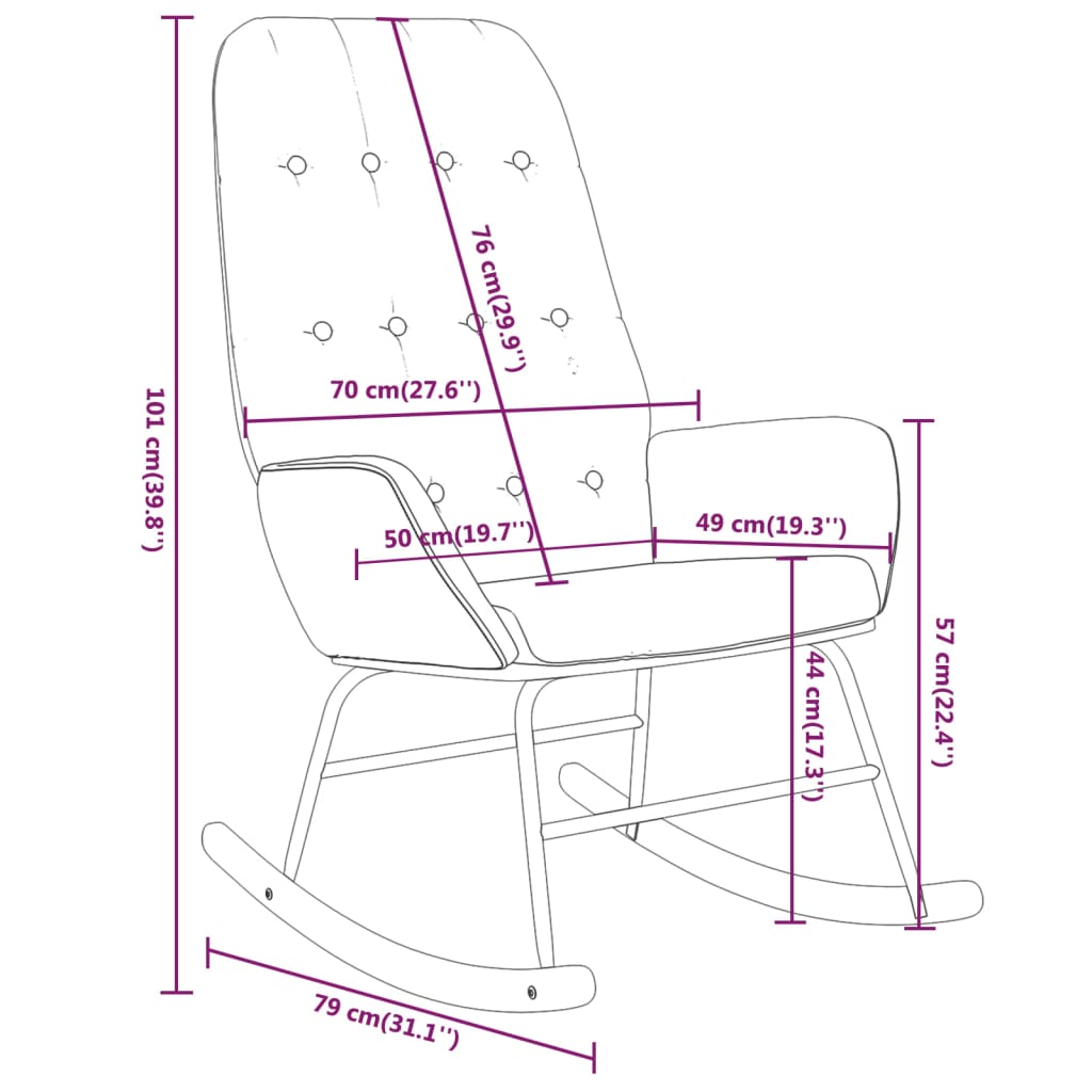 vidaXL Stolica za ljuljanje od tkanine tamnozelena