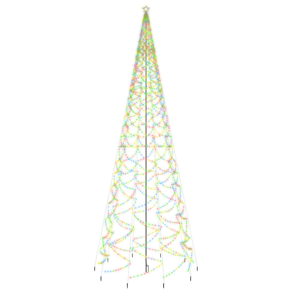 vidaXL Božićno drvce sa šiljkom šareno s 3000 LED žarulja 800 cm