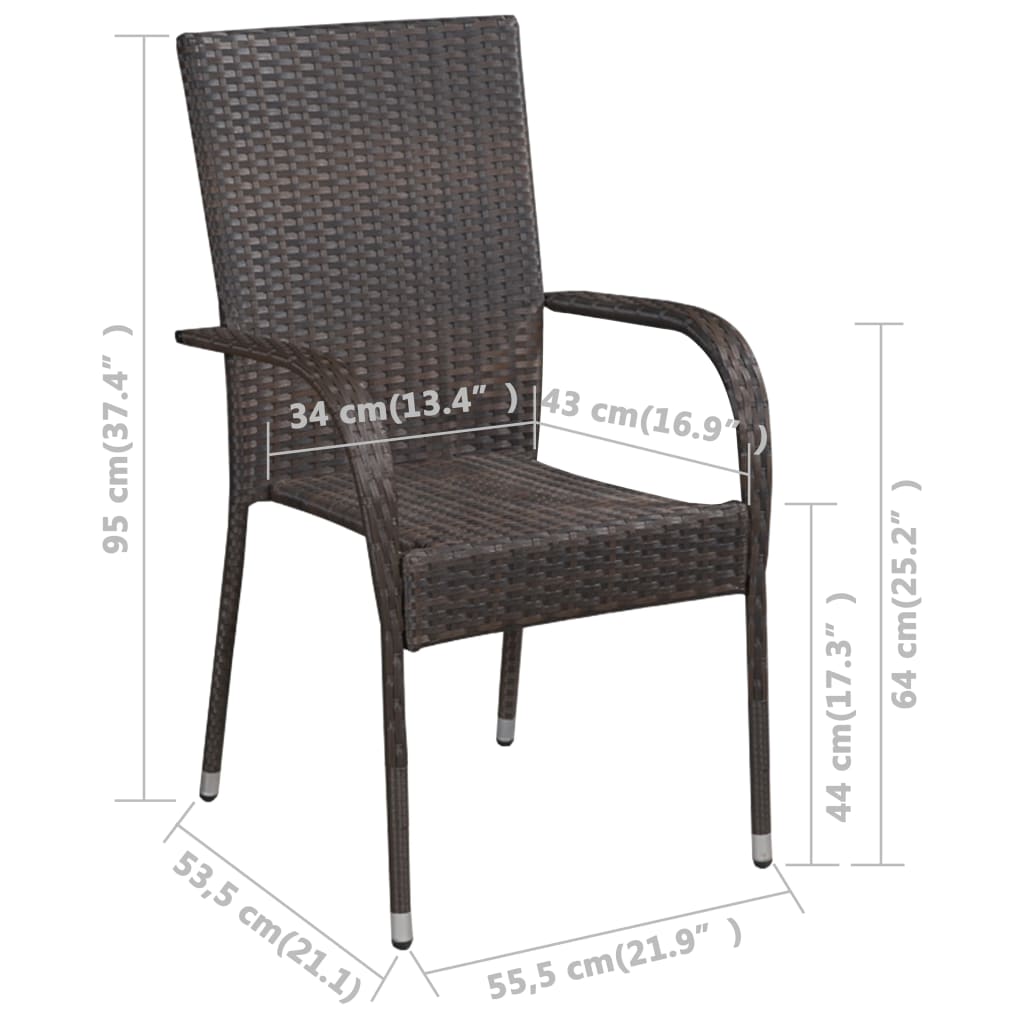 vidaXL Složive vrtne stolice 6 kom od poliratana smeđe