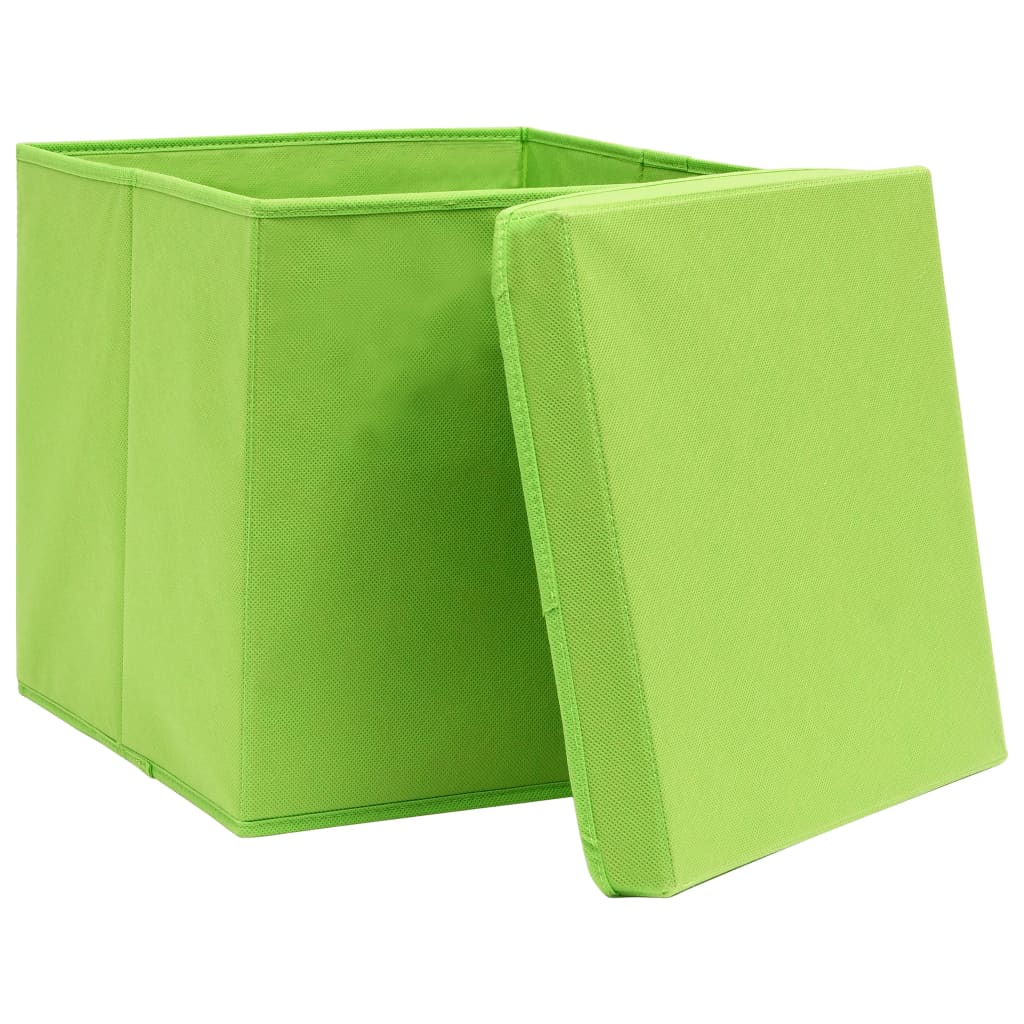 vidaXL Kutije za pohranu s poklopcima 4 kom zelene 32x32x32 cm tkanina
