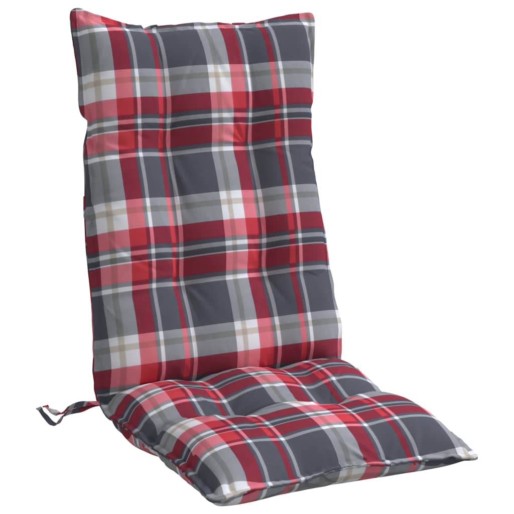 vidaXL Jastuci za stolicu visoki naslon 2 kom crveni karirani tkanina
