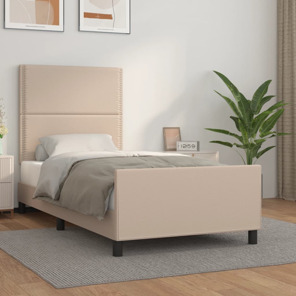 vidaXL Okvir za krevet s uzglavljem cappuccino 90x200 cm umjetna koža