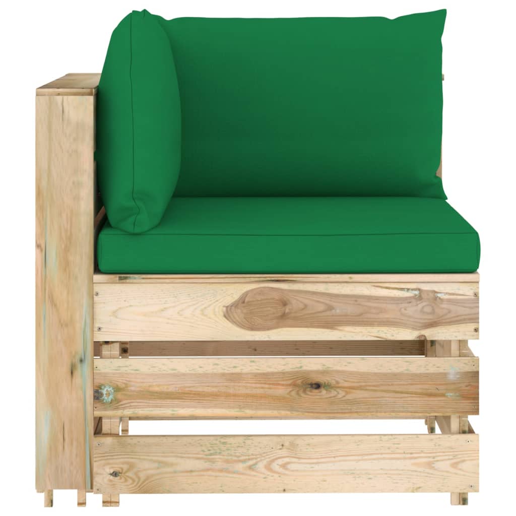 vidaXL 6-dijelna vrtna garnitura s jastucima zeleno impregnirano drvo