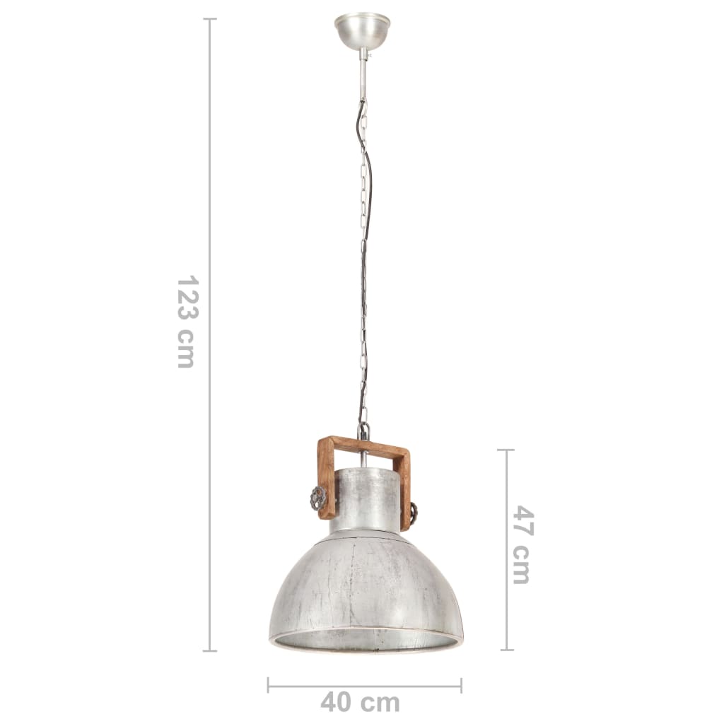 vidaXL Industrijska viseća svjetiljka 25 W srebrna okrugla 40 cm E27