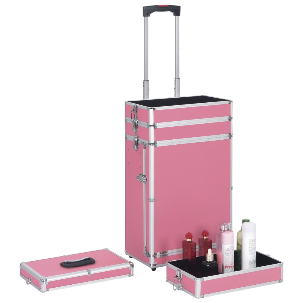 vidaXL Kolica za šminku aluminijska ružičasta