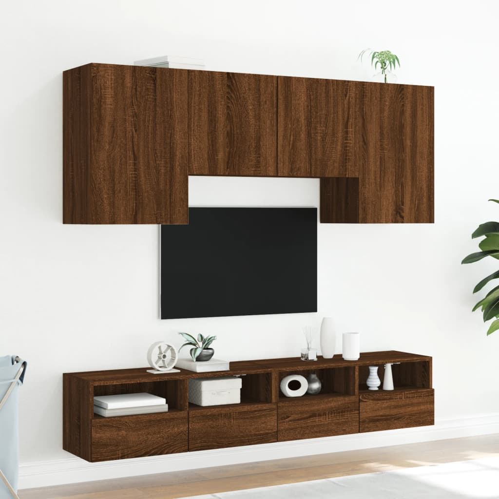 vidaXL 5-dijelni zidni TV elementi svjetlima boja smeđeg hrasta