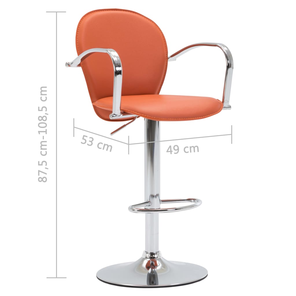 vidaXL Barski stolci s naslonom 2 kom narančasti od umjetne kože