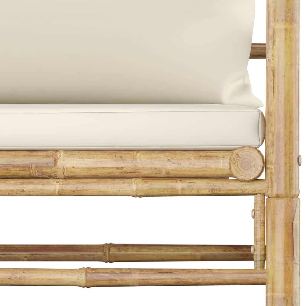vidaXL Vrtna sofa od bambusa s krem bijelim jastucima