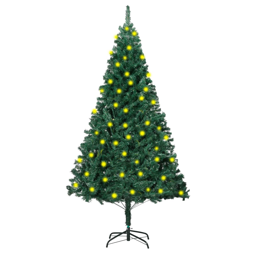vidaXL Umjetno osvijetljeno božićno drvce gustih grana zeleno 150 cm