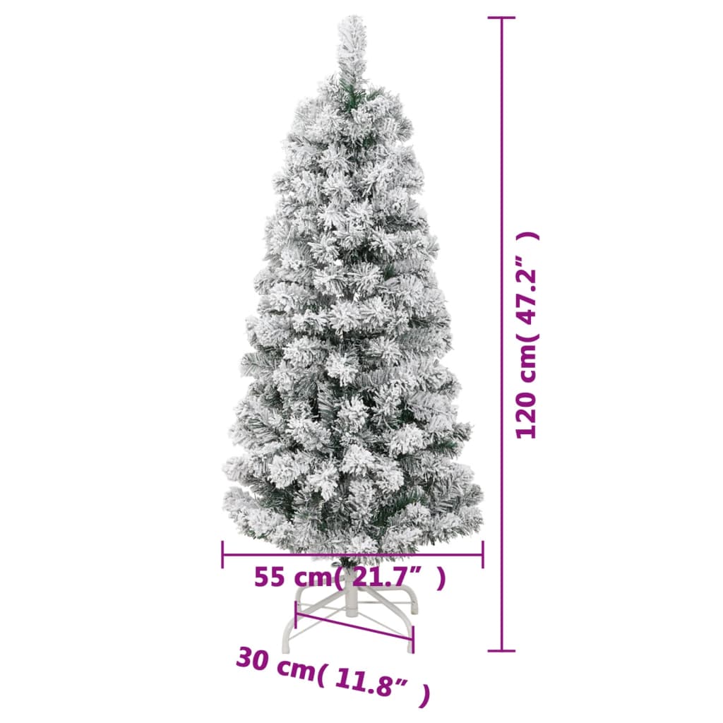 vidaXL Umjetno božićno drvce sa šarkama i snijegom 120 cm