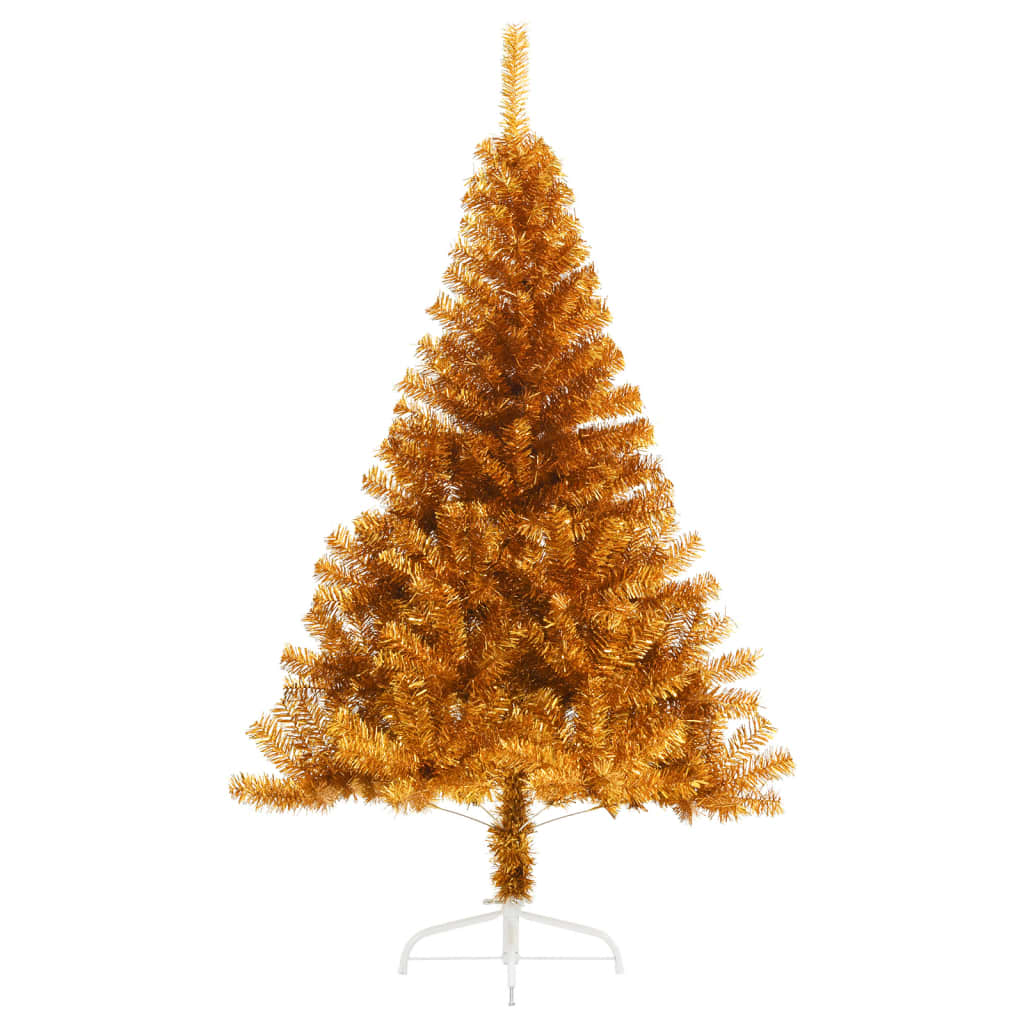 vidaXL Umjetna polovica božićnog drvca sa stalkom zlatna 150 cm PET