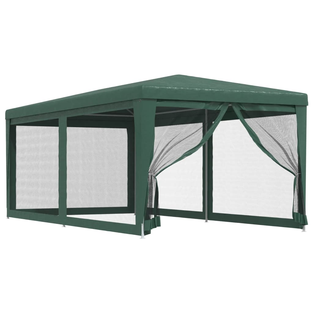 vidaXL Šator za zabave sa 6 mrežastih bočnih zidova zeleni 3x6 m HDPE