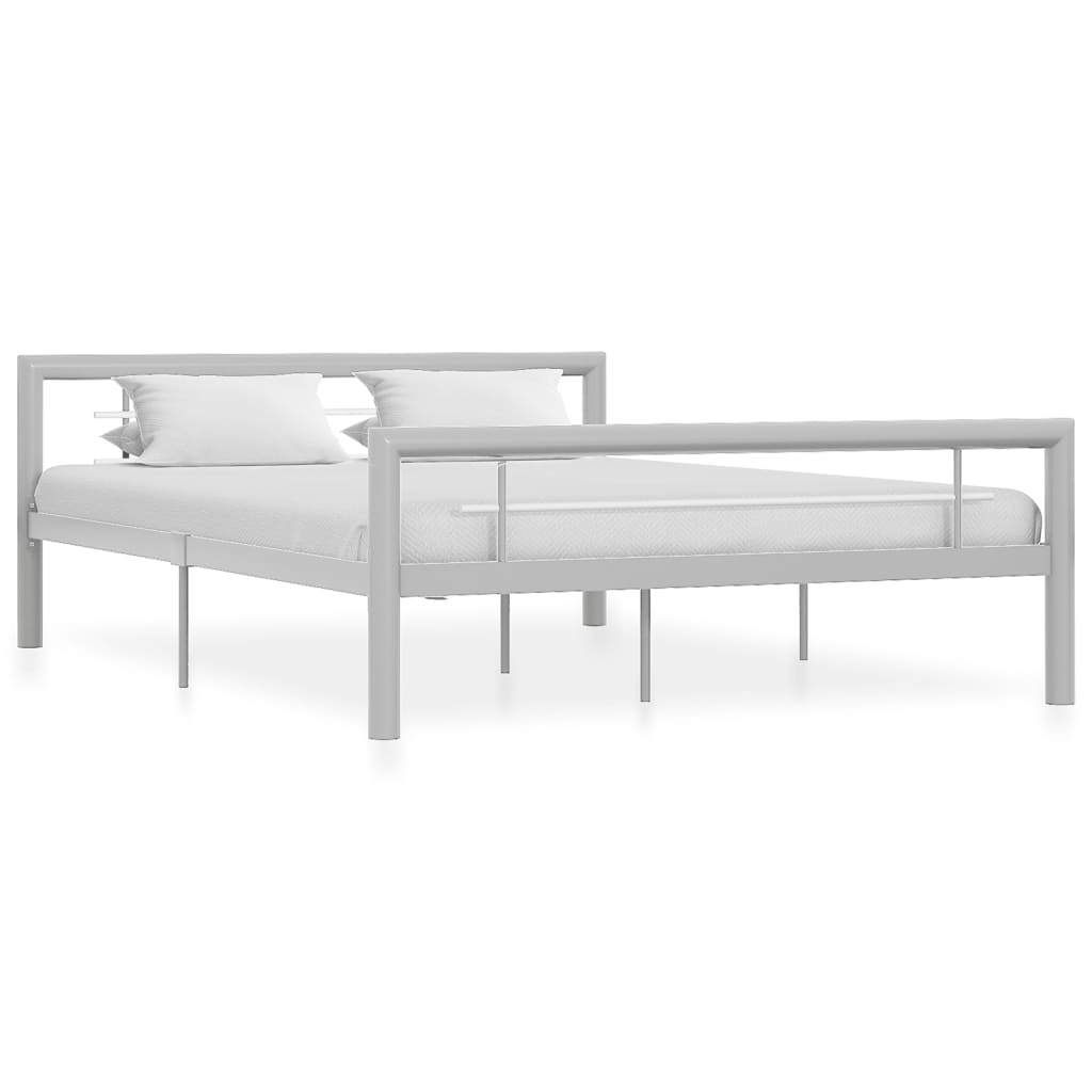 vidaXL Okvir za krevet sivo-bijeli metalni 140 x 200 cm