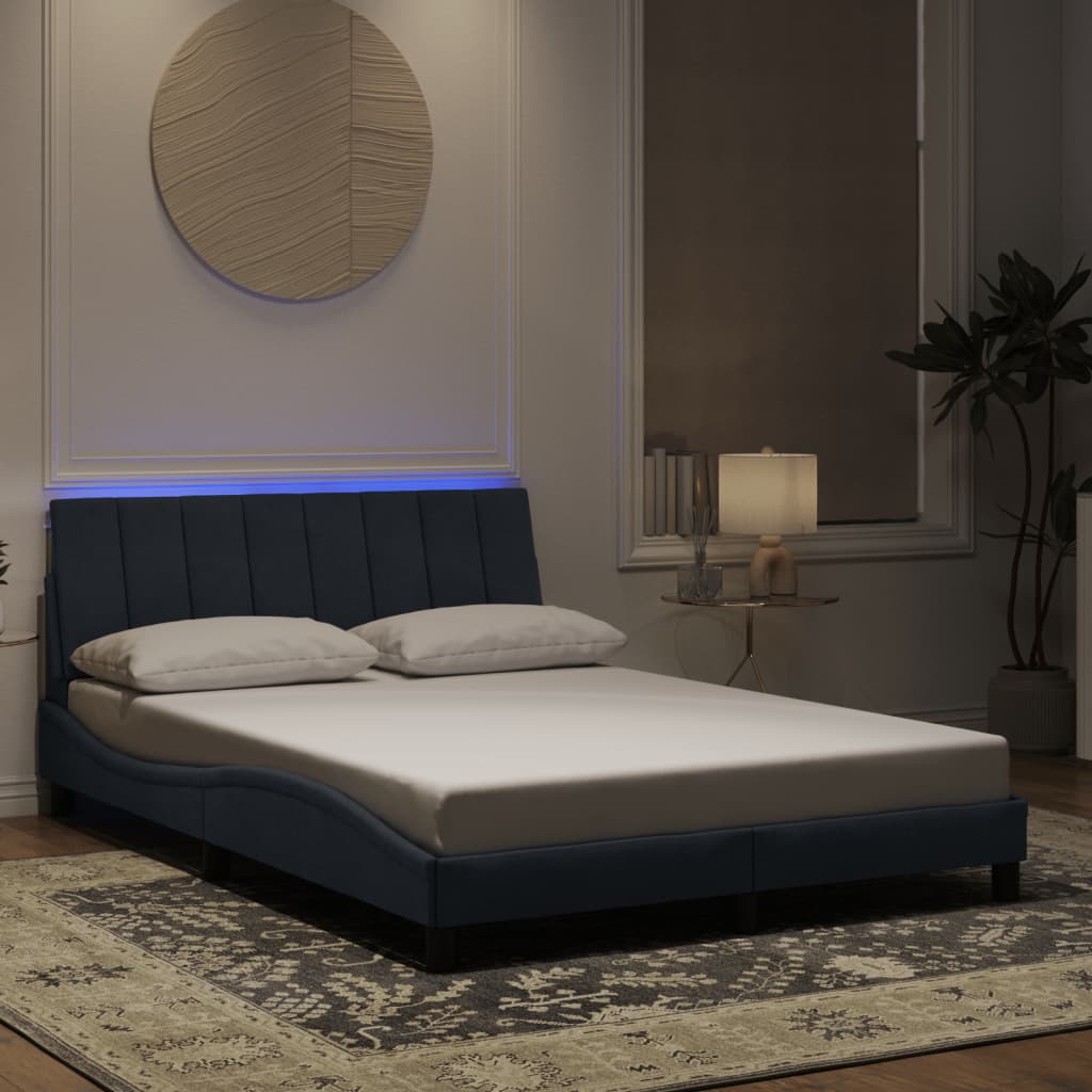 vidaXL Okvir kreveta s LED svjetlima tamnosivi 140x190 cm baršunasti