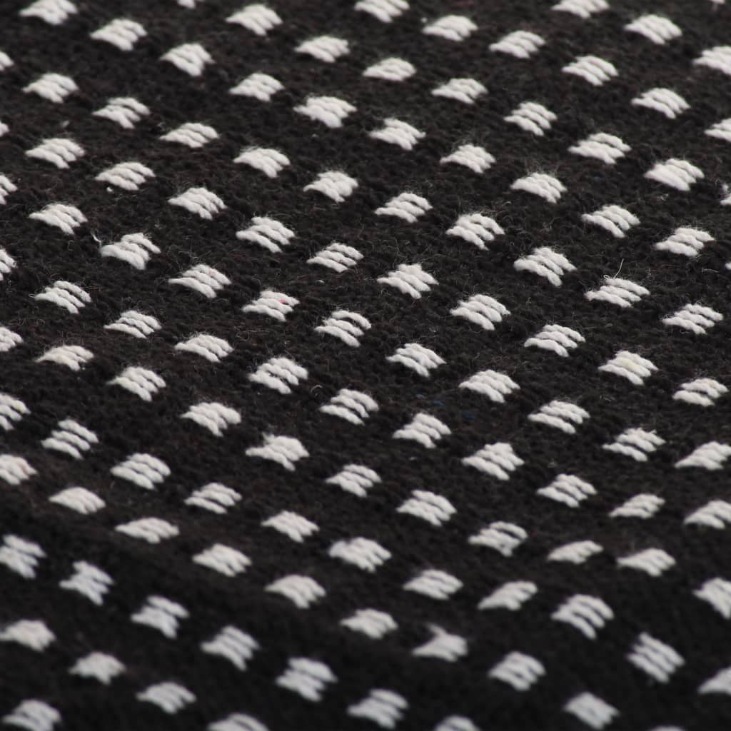 vidaXL Pamučni pokrivač na kvadratiće 125 x 150 cm crni