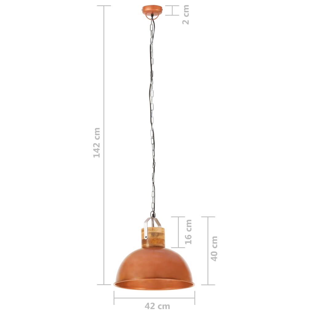 vidaXL Industrijska viseća svjetiljka bakrena okrugla 42 cm E27 mango