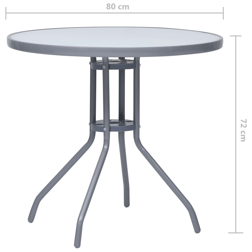 vidaXL Vrtni stol svjetlosivi 80 cm od čelika i stakla