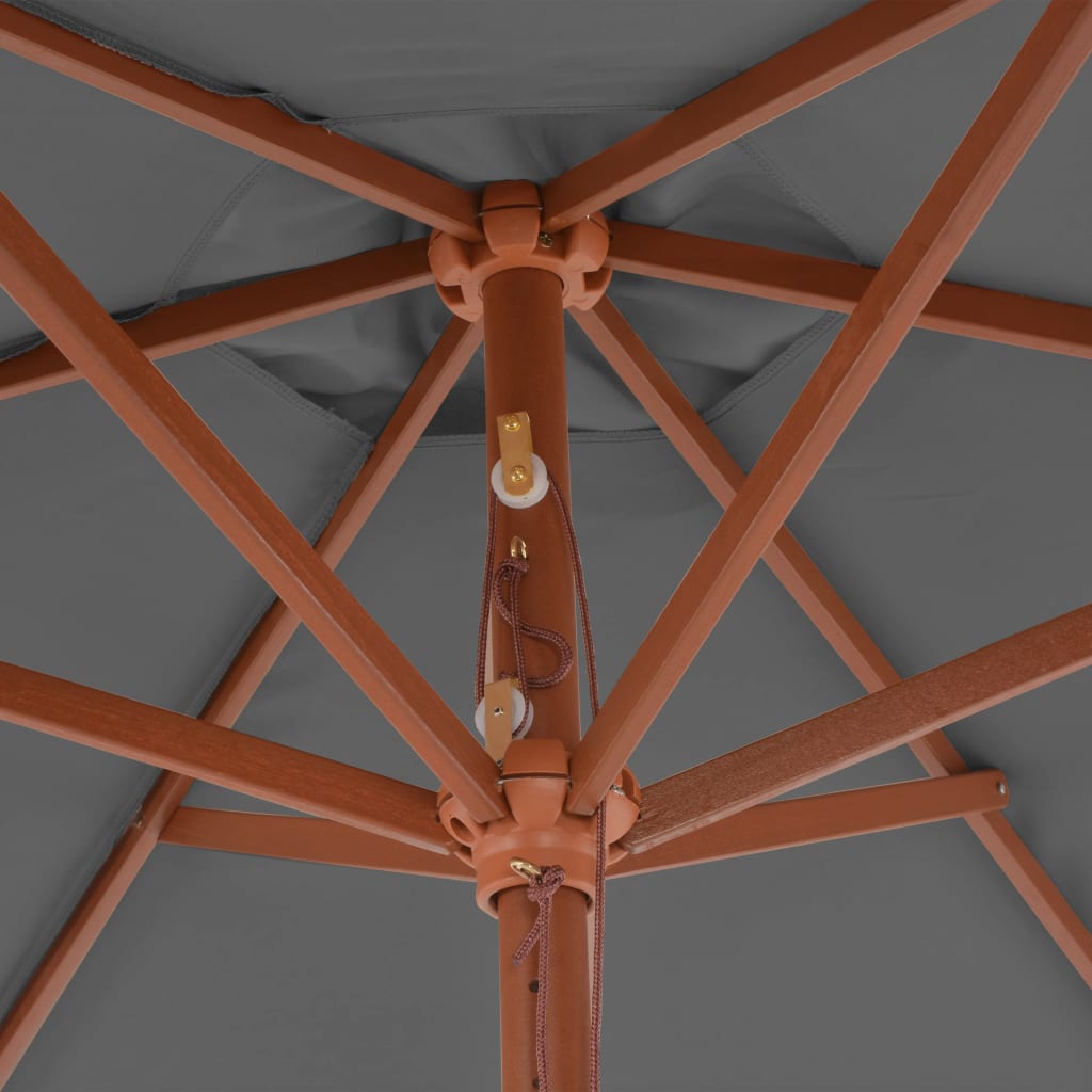 vidaXL Vrtni suncobran s drvenom šipkom 270 cm antracit