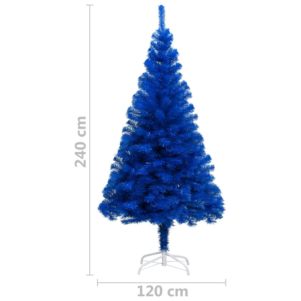 vidaXL Umjetno osvijetljeno božićno drvce s kuglicama plavo 240 cm PVC