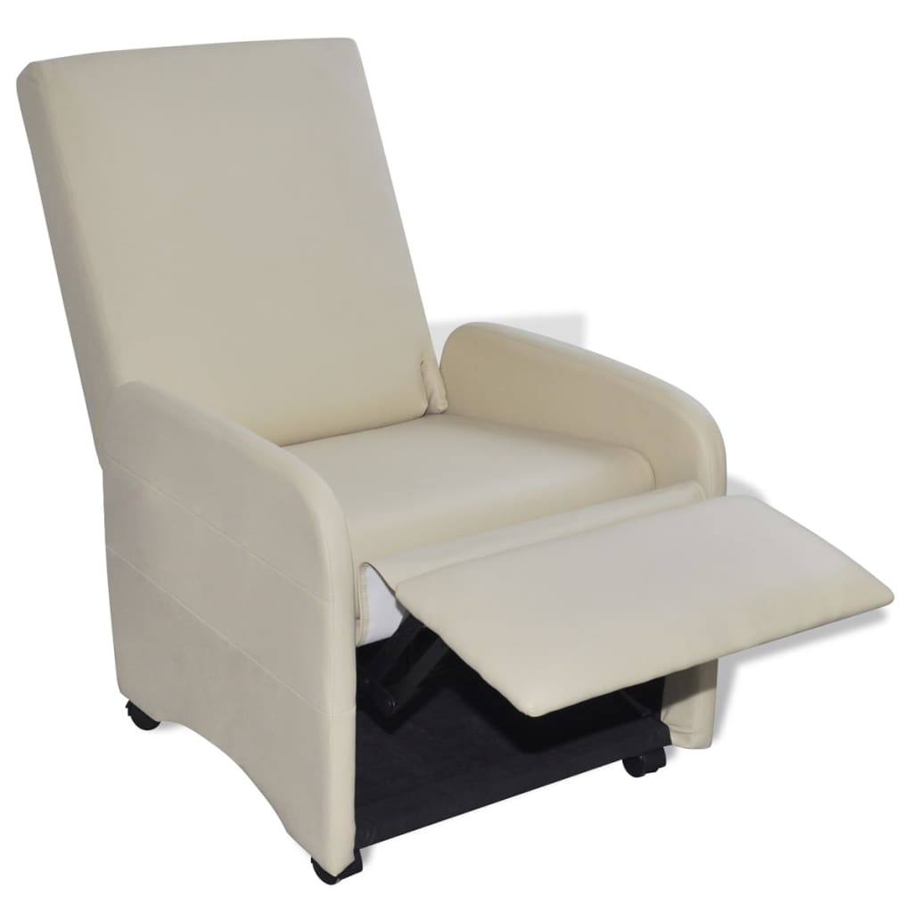 vidaXL Sklopiva fotelja od umjetne kože krem
