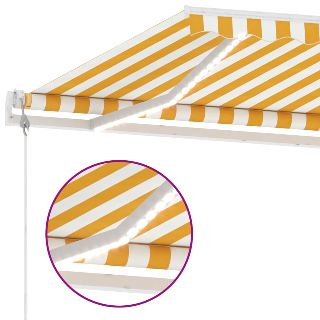 vidaXL Automatska tenda sa senzorom LED 350x250 cm žuto-bijela