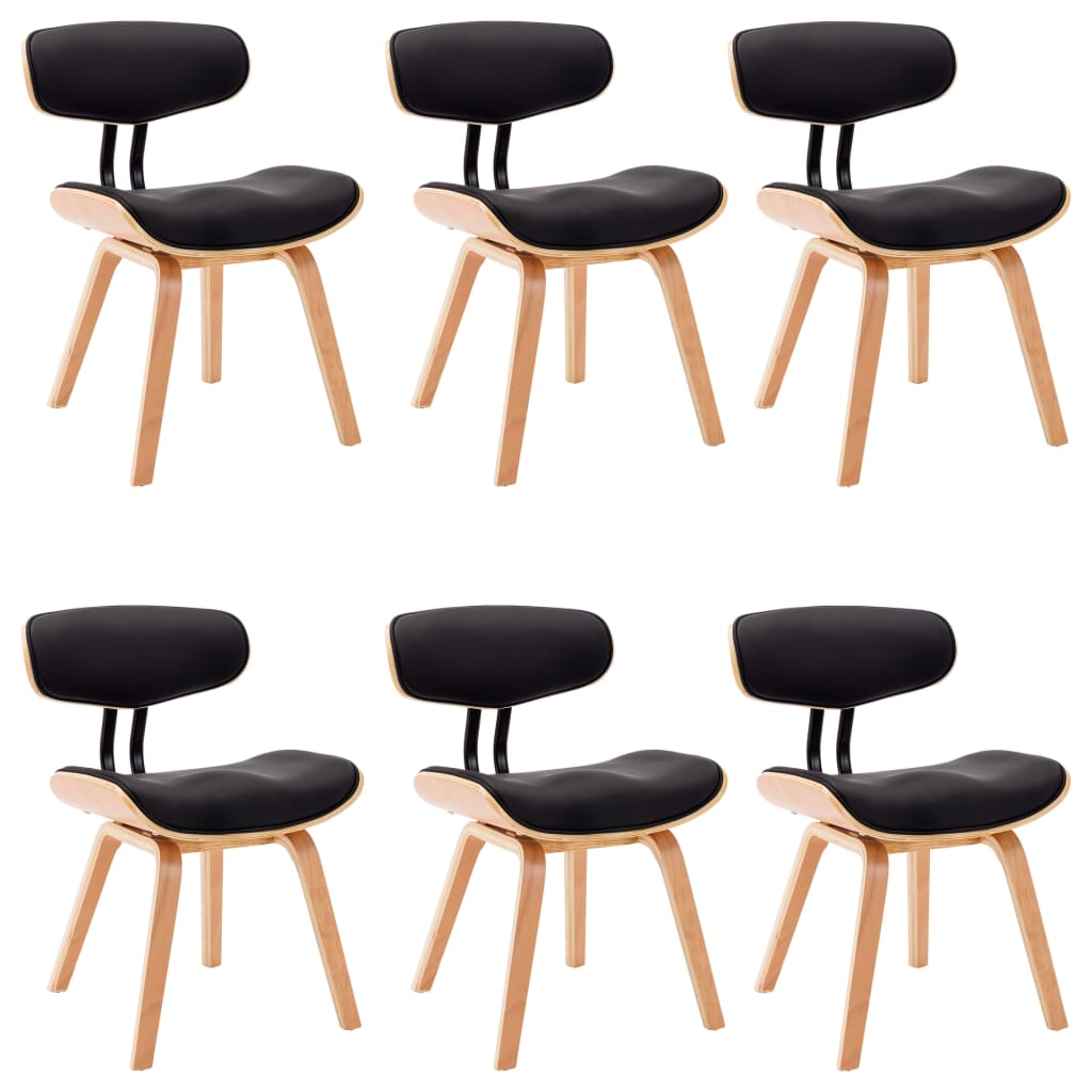vidaXL Blagovaonske stolice 6 kom savijeno drvo i umjetna koža crne