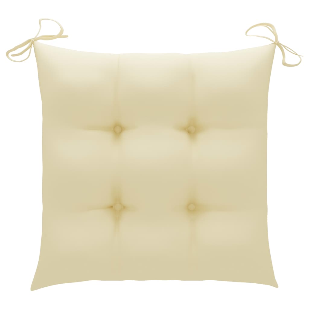 vidaXL Vrtne stolice s krem bijelim jastucima 3 kom masivna tikovina