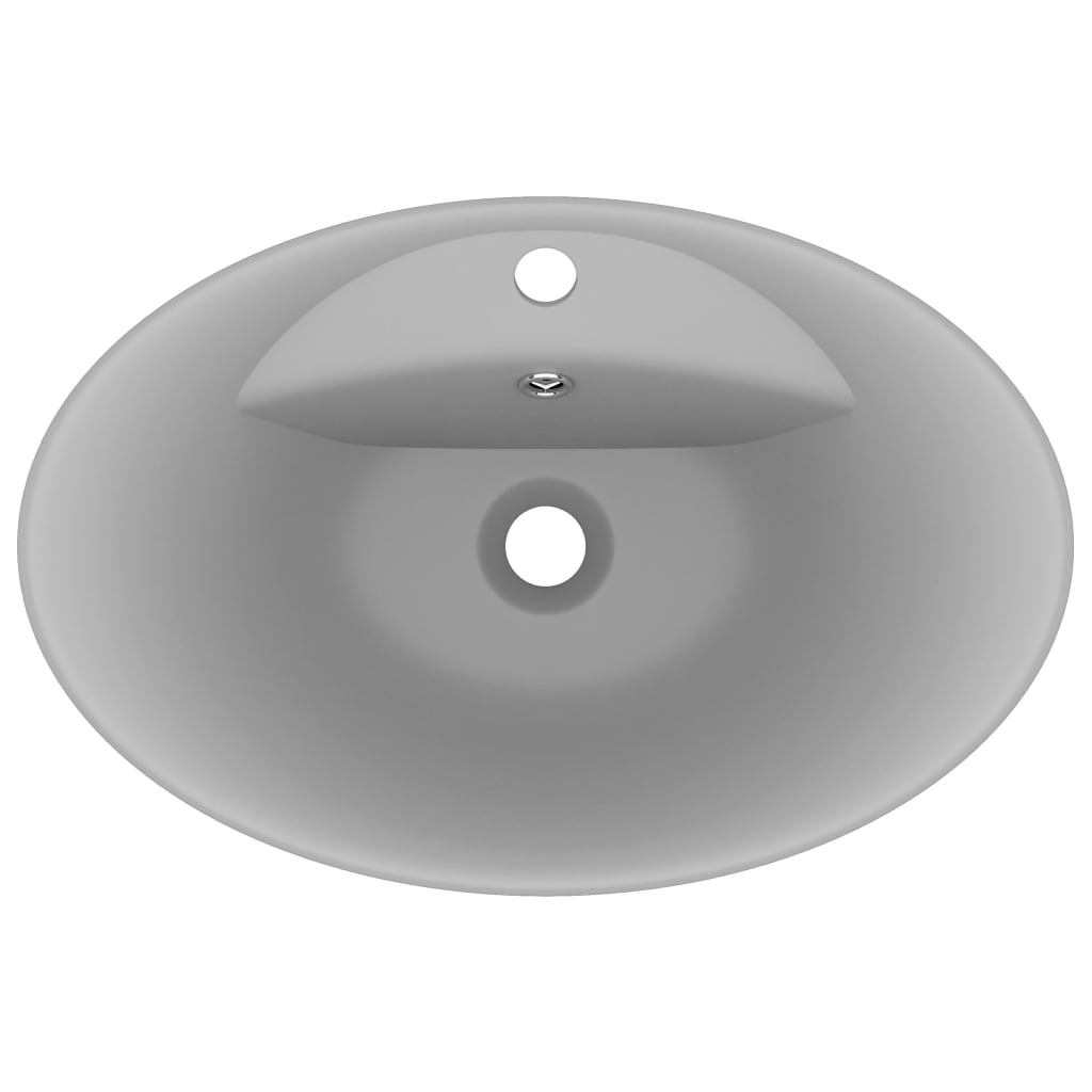 vidaXL Luksuzni ovalni umivaonik mat svjetlosivi 58,5 x 39 cm keramički