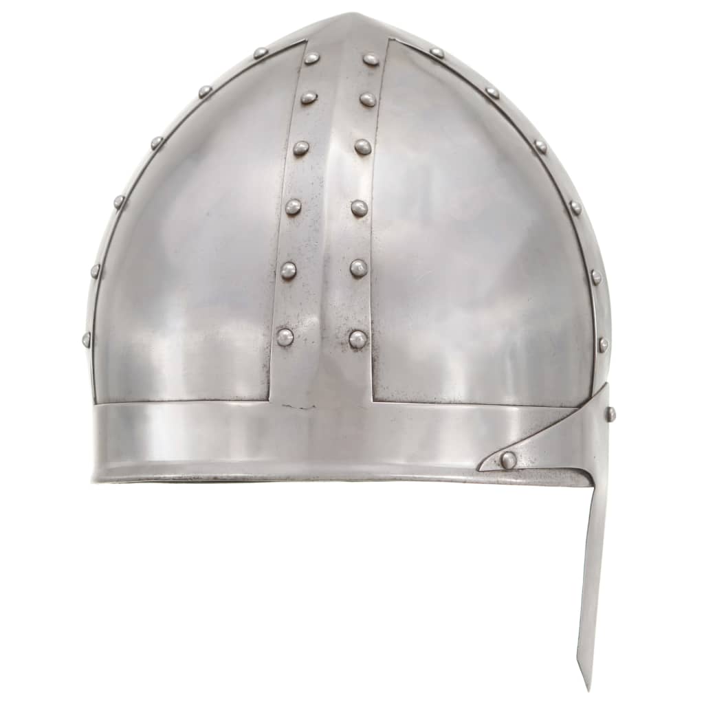 vidaXL Replika srednjovjekovne viteške kacige za LARP srebrna čelična