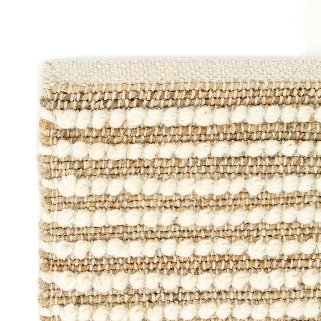 vidaXL Tepih od konoplje i vune 80 x 150 cm prirodna i bijela boja