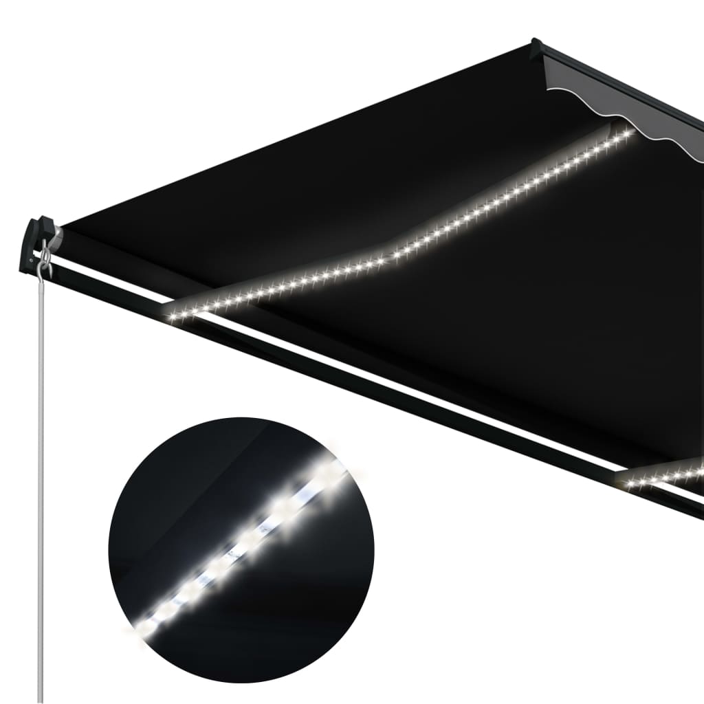 vidaXL Tenda na ručno uvlačenje s LED svjetlima 600 x 300 cm antracit