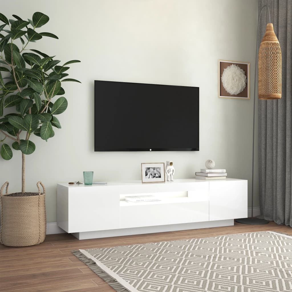 vidaXL TV ormarić s LED svjetlima visoki sjaj bijeli 160 x 35 x 40 cm