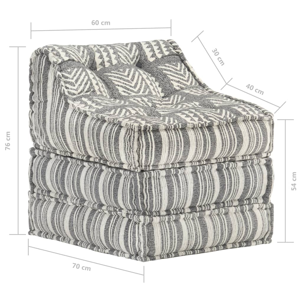 vidaXL Modularni tabure od tkanine sivi prugasti