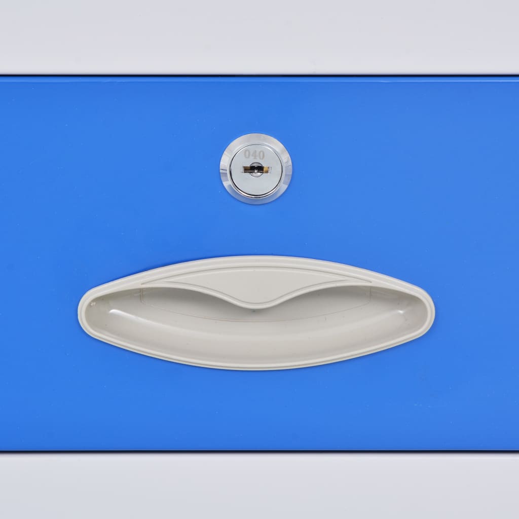vidaXL Uredski ormar od metala s 4 vrata 90 x 40 x 180 cm sivo-plavi