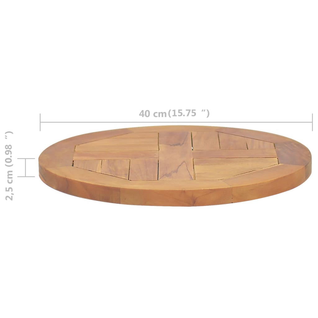 vidaXL Stolna ploča od masivne tikovine okrugla 2,5 cm 40 cm