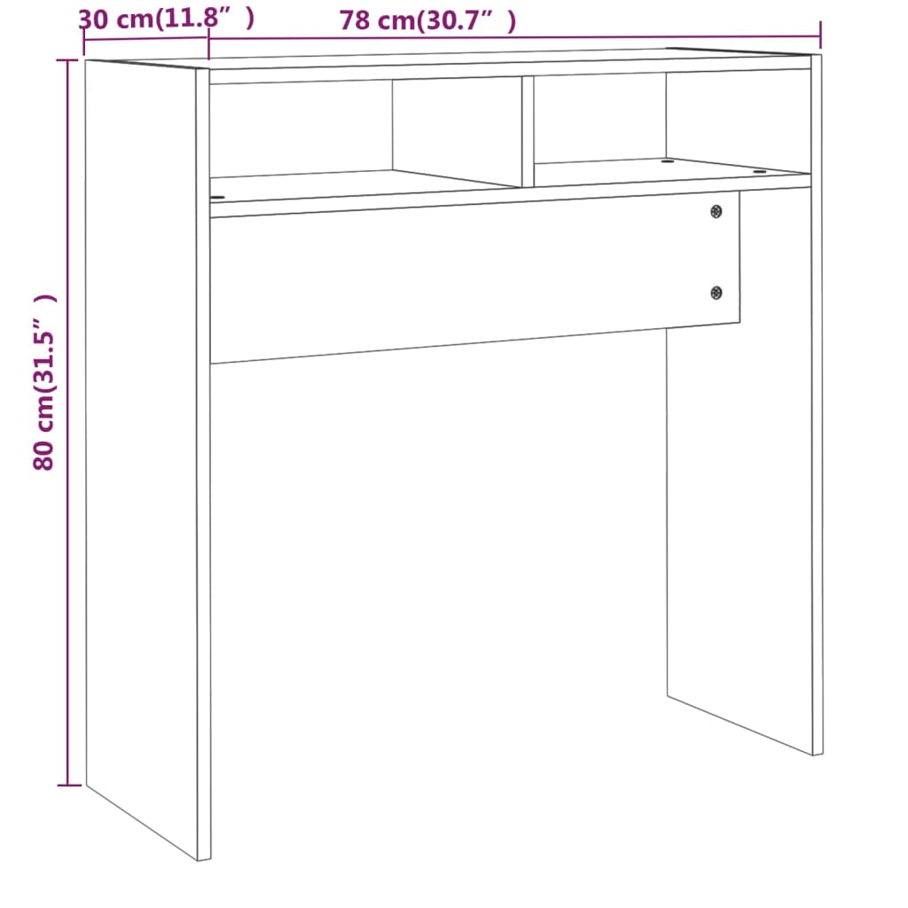 vidaXL Konzolni stol boja smeđeg hrasta 78x30x80 cm konstruirano drvo