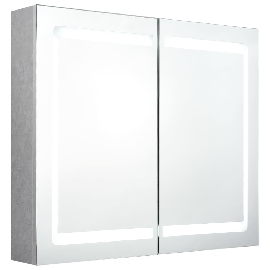 vidaXL LED kupaonski ormarić s ogledalom siva boja betona 80x12x68 cm