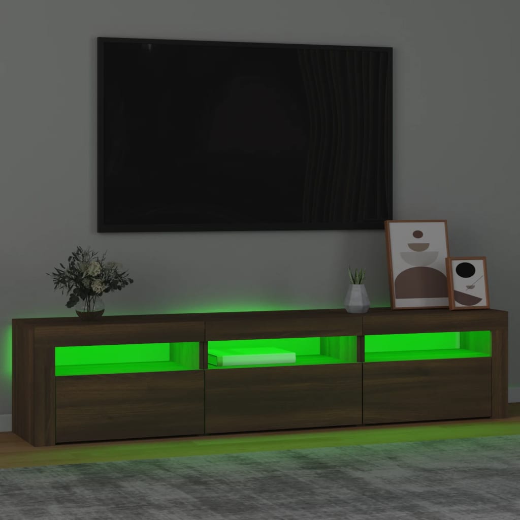 vidaXL TV ormarić s LED svjetlima boja smeđeg hrasta 180x35x40 cm
