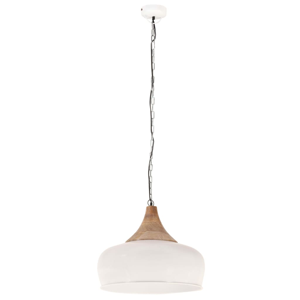 vidaXL Industrijska viseća svjetiljka bijela 45 cm E27 željezo i drvo