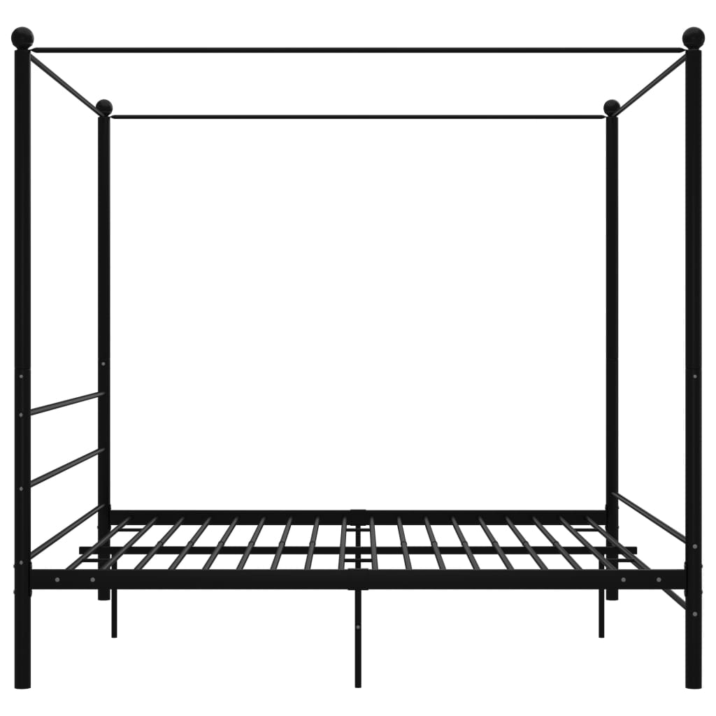 vidaXL Okvir za krevet s nadstrešnicom crni metalni 180 x 200 cm