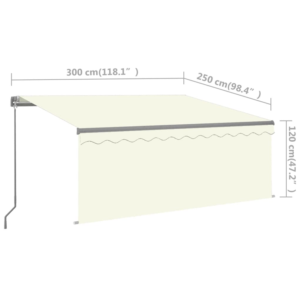 vidaXL Tenda na ručno uvlačenje s roletom 3 x 2,5 m krem