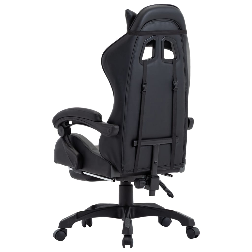 vidaXL Igraća stolica od umjetne kože s osloncem za noge sivo-crna