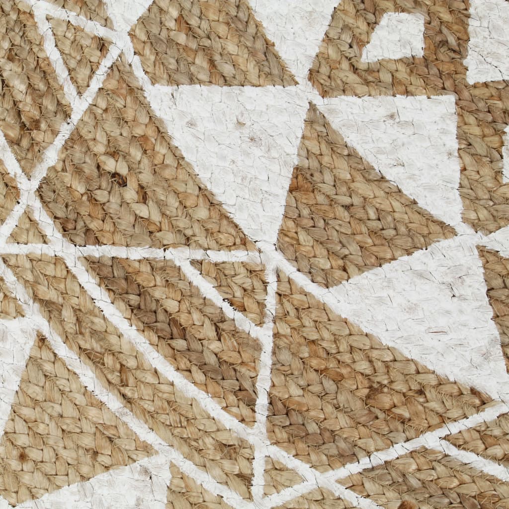 vidaXL Ručno rađeni tepih od jute s bijelim uzorkom 150 cm
