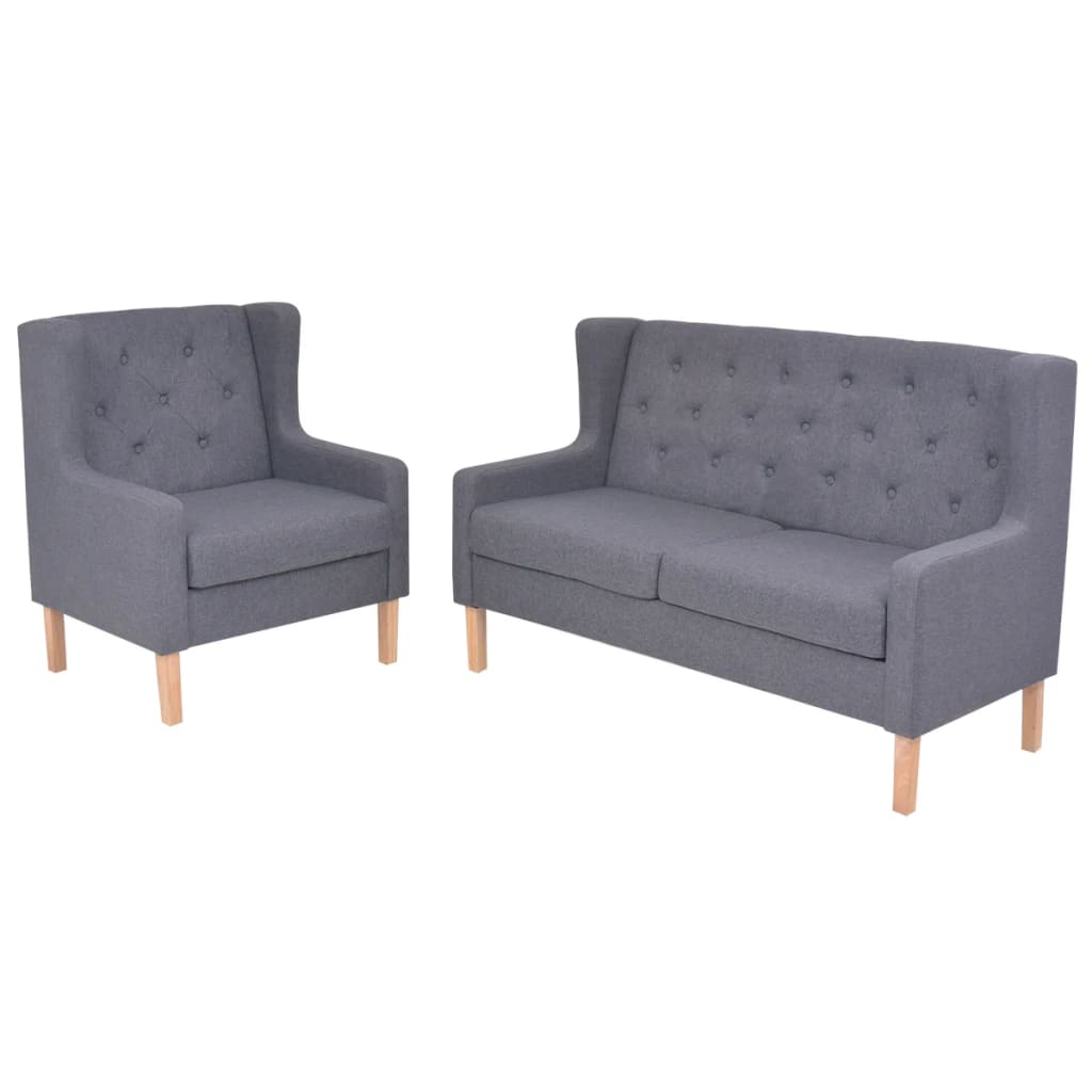 vidaXL 2-dijelni set sofa od tkanine sivi