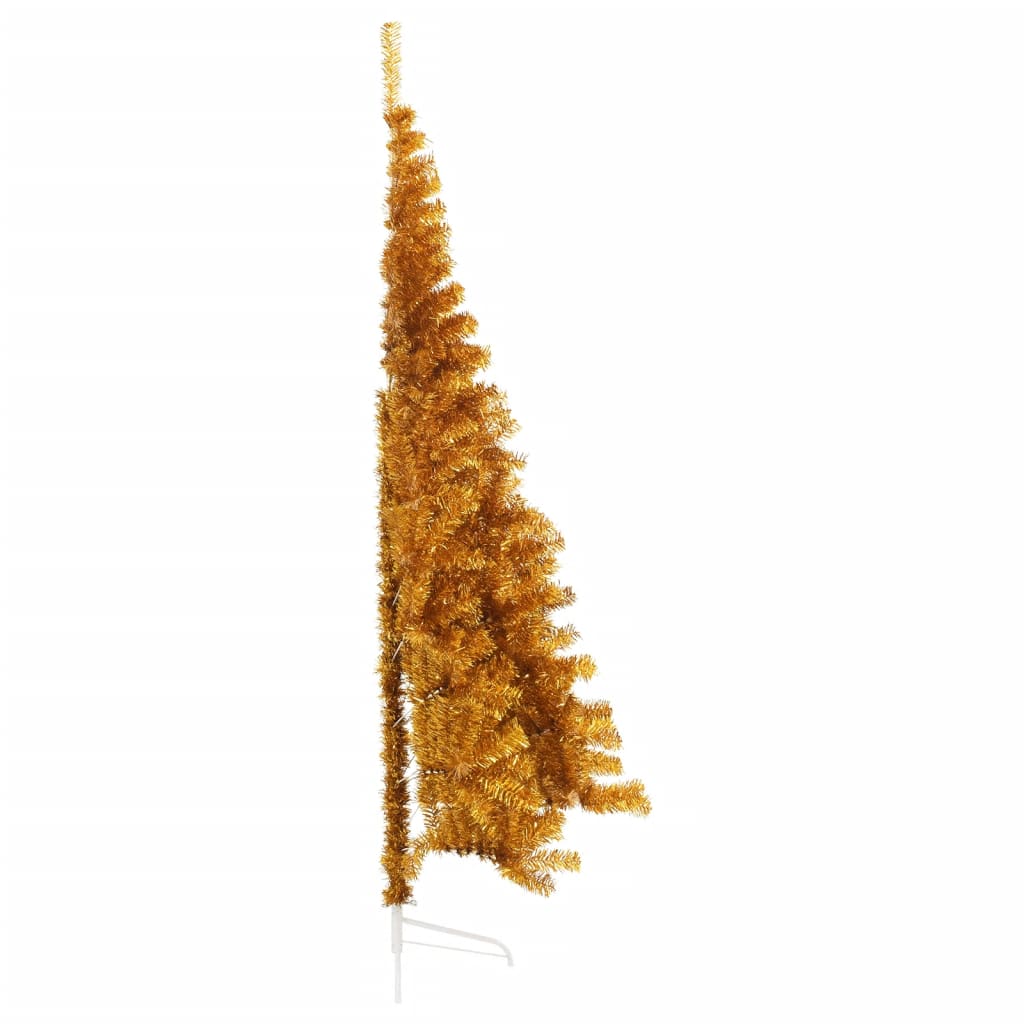 vidaXL Umjetna polovica božićnog drvca sa stalkom zlatna 240 cm PET