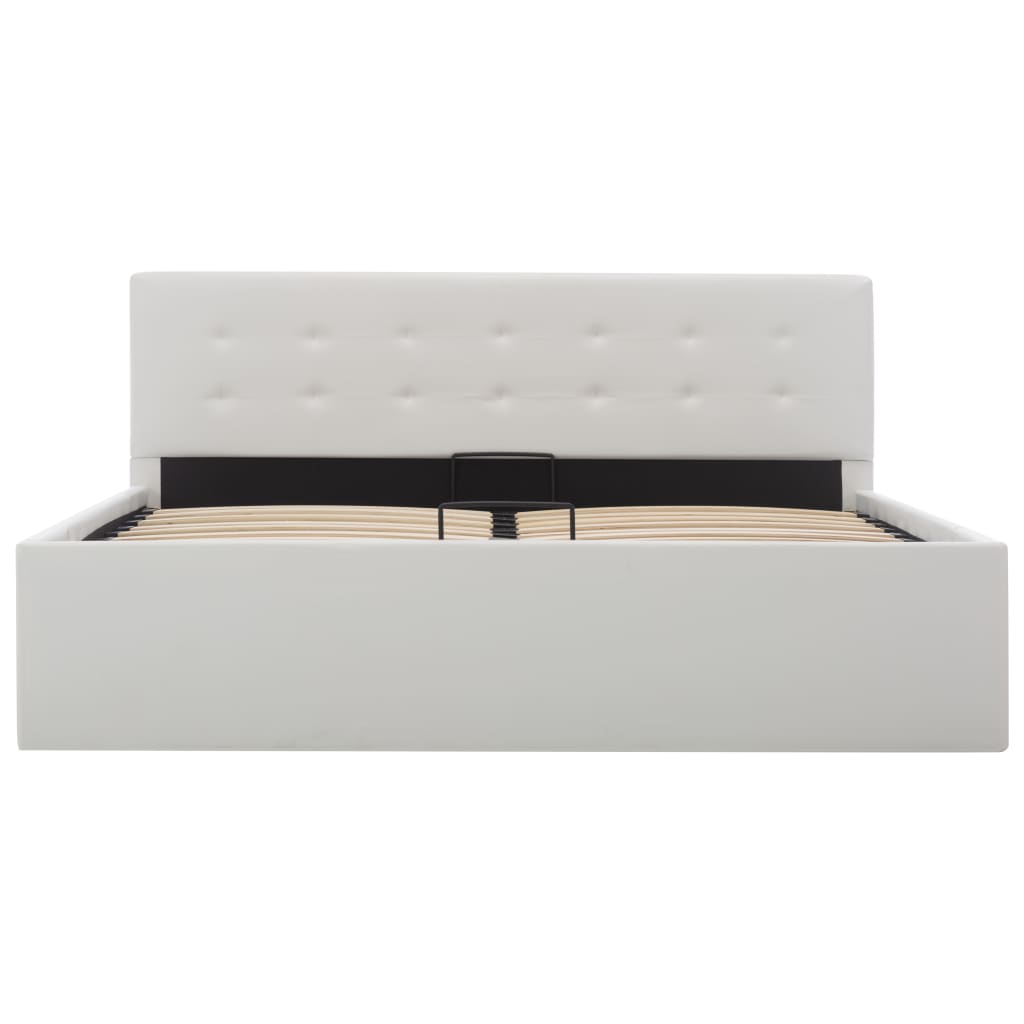 vidaXL Hidraulični okvir za krevet od umjetne kože bijeli 140 x 200 cm