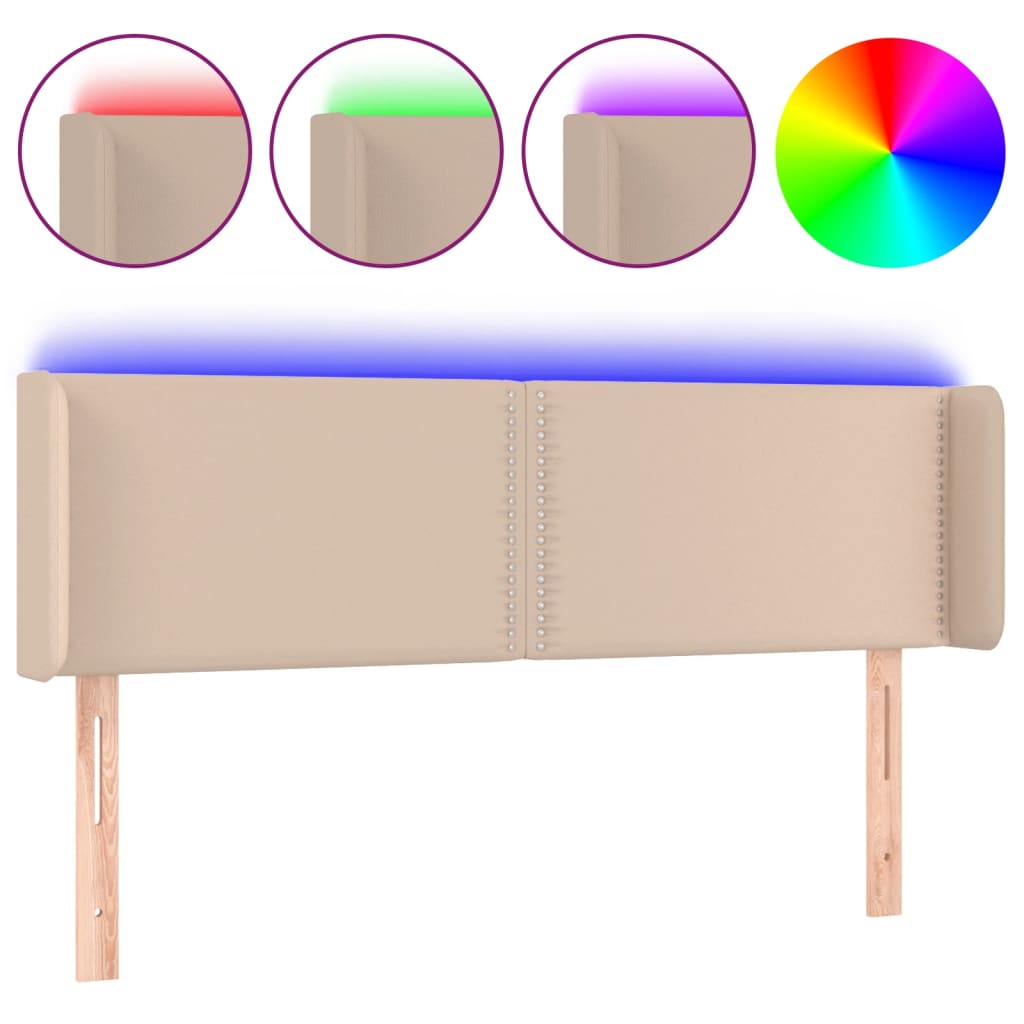 vidaXL LED uzglavlje boja cappuccina 147x16x78/88 cm od umjetne kože