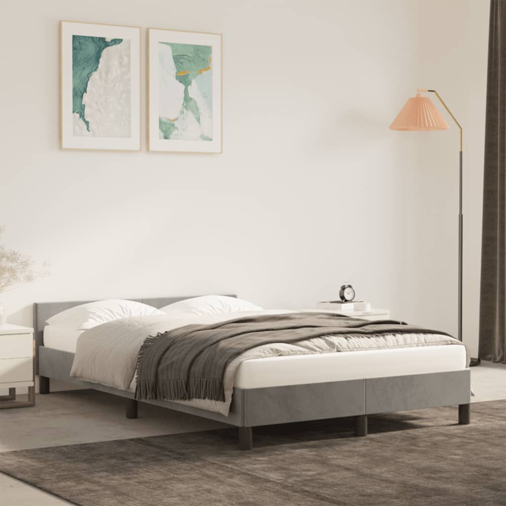 vidaXL Okvir za krevet s uzglavljem svjetlosivi 120x190 cm baršunasti