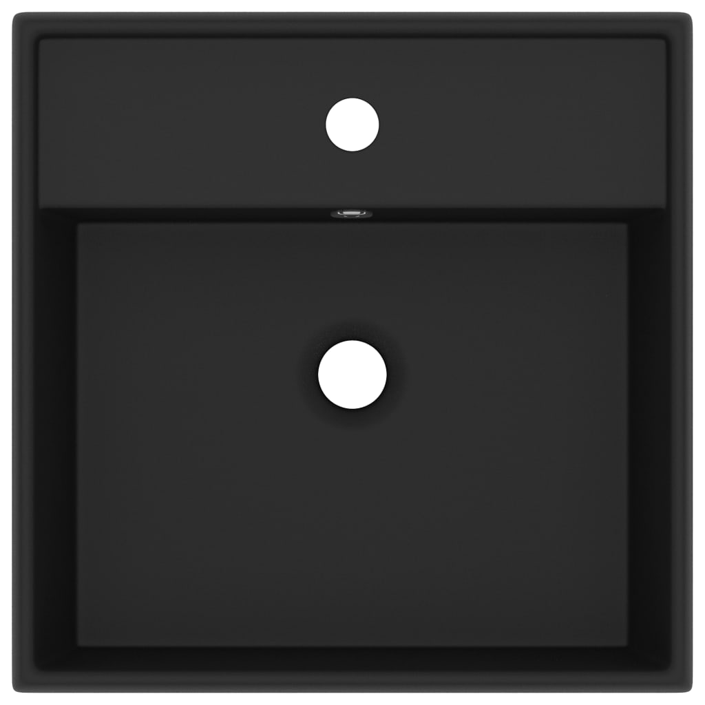 vidaXL Luksuzni četvrtasti umivaonik mat crni 41 x 41 cm keramički