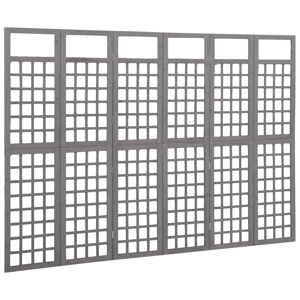 vidaXL Sobna pregrada / rešetka sa 6 panela jelovina 242,5x180 cm siva